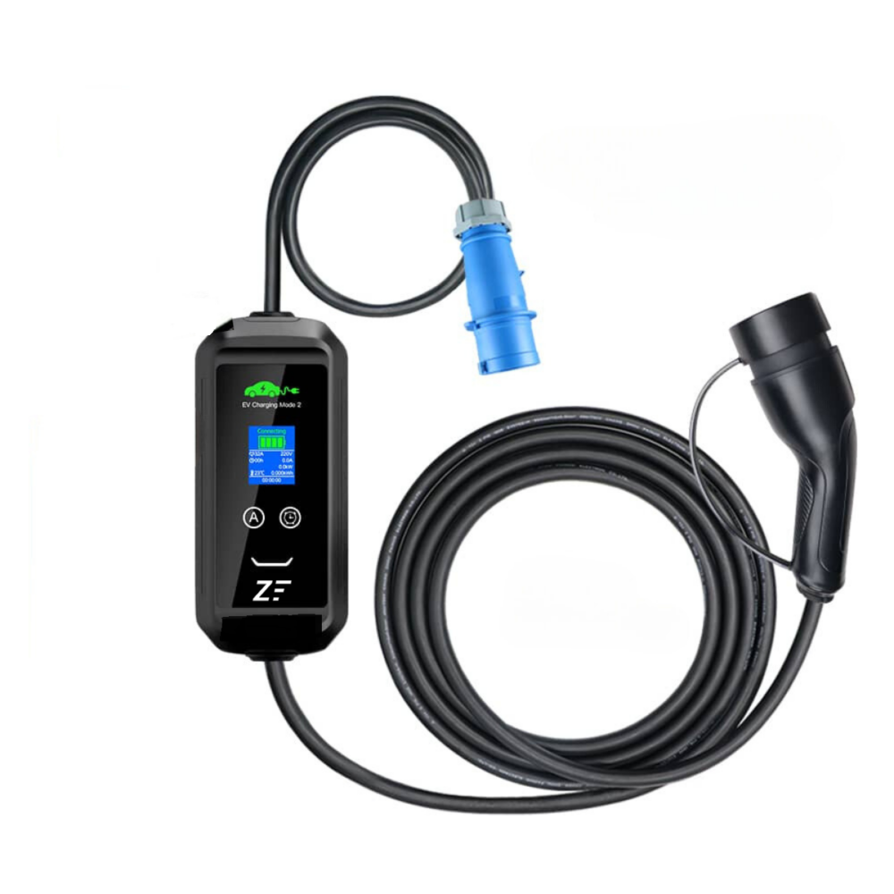 Statie de incarcare masina electrica/hybrid, 7KW cu limitator de putere 8-10-13-16-25-32 A, TYPE 2, curent monofazic, cablu 5.m, mufa BLUE CEE