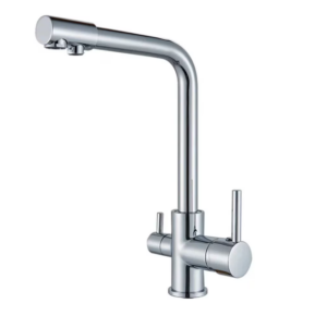 Baterie bucatarie cu 3 cai pentru filtru de purificare, argintiu cromat
