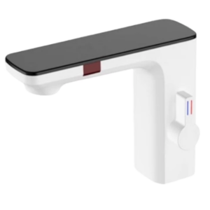 Baterie lavoar cu senzor de miscare, display digital, culoare alba