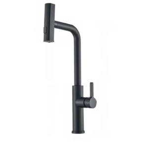 Baterie chiuveta bucatarie profesionala 3 functii mod curgere a apei, rotire, dus extensibil, cascada, modern, negru