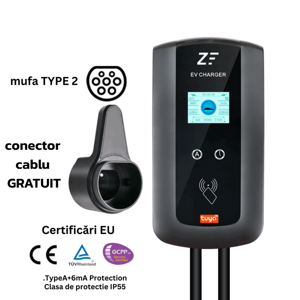 Statie de incarcare perete/stalp Smart, 380V, Tuya, masina electrica/hybrid, 11KW cu limitator de putere 6-8-10-13-16A TYPE 2, si cu temporizare, RFID card - imagine 3