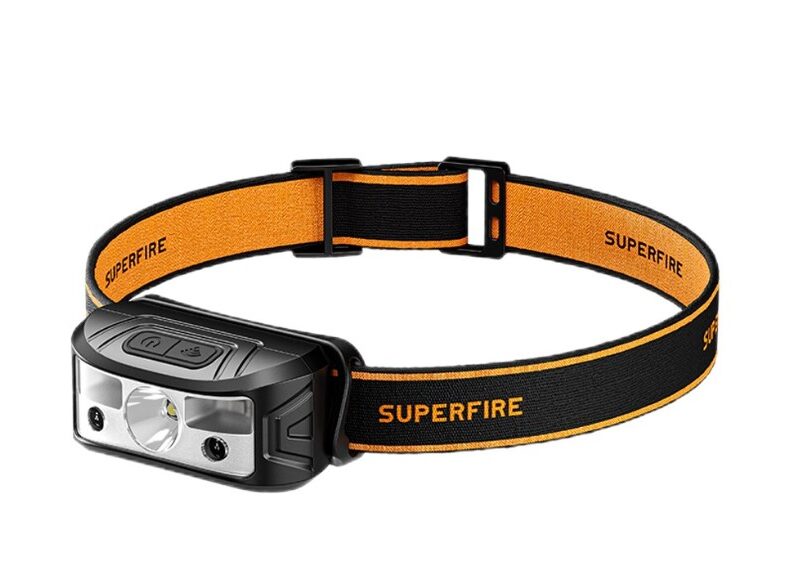 Lanterna frontala Superfire HL05-M, senzor multifunctional, incarcare Type-C, 5 moduri lumina, IP44, negru