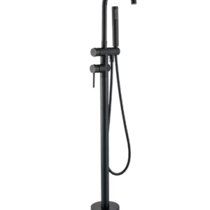 Baterie Baie pentru Cada, Montaj podea, Tip freestanding, Cadru Rotund, Finisaj Negru Mat, Dimensiune 117 cm