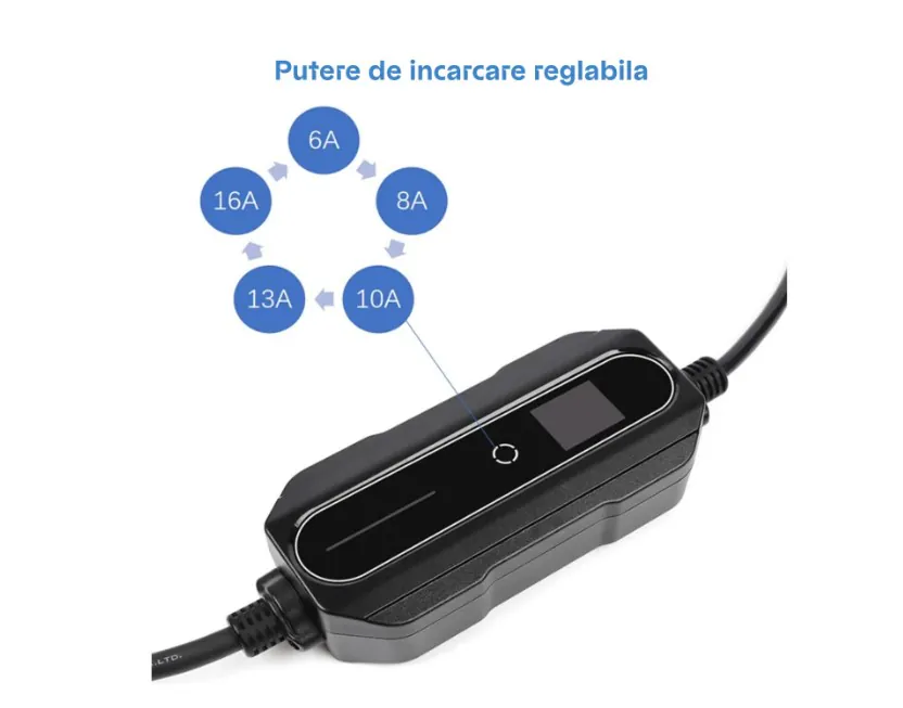 Statie de incarcat pentru masina electrica 3.6KW cu selector de putere 8-10-13-16A, type1, cu temporizare 1-10 ore, cablu 10m - imagine 2