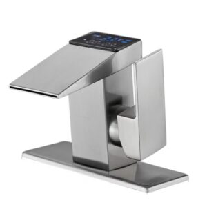 Baterie Lavoar, crom, cu Senzor Temperatura, jet tip Cascada, cronometrare timp curgere, Montare pe Chiuveta, Aspect Modern