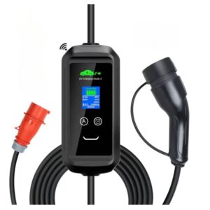 Statie portabila SMART de incarcare masini electrice, Type 2, 11kW, 16A, trifazic, TUYA, cu limitator de putere 6-8-10-13-16 A, cablu 10m, mufa RED CEE