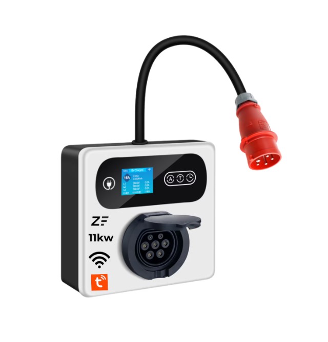 Statie de incarcare perete/portabila Smart, 380V, Tuya, masina electrica/hybrid, 11KW cu limitator de putere 8-10-13-16A TYPE 2, si cu temporizare, mufa RED CEE