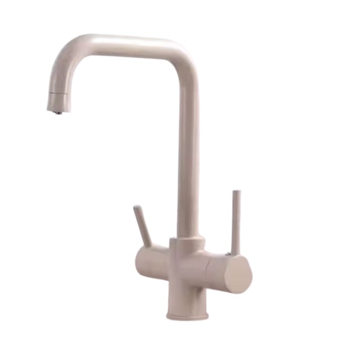 Baterie bucatarie cu 3 cai pentru filtru de purificare, mare, culoare granit cu puncte mici