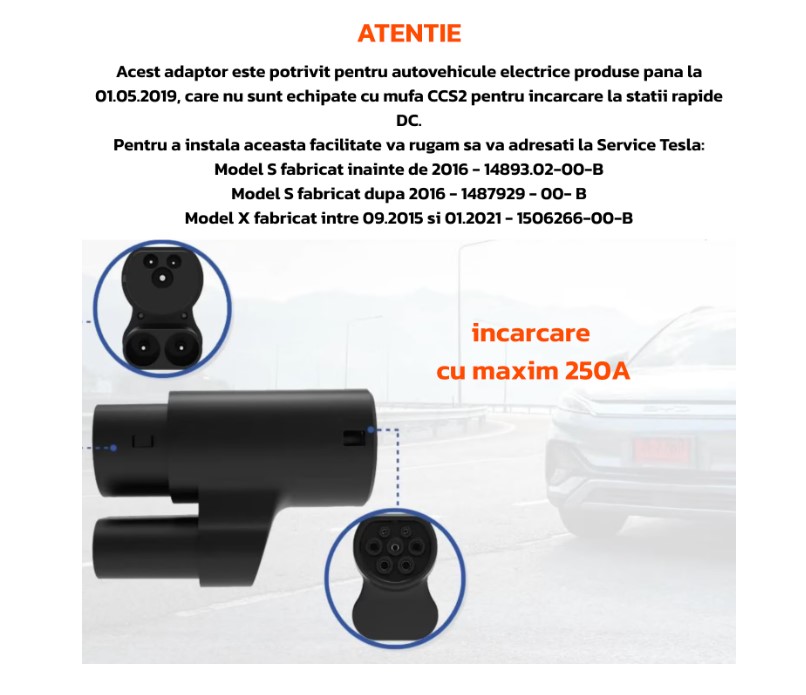 Adaptor CCS2 catre TYPE2, incarcare masini electrice/hibride, DC fast charge, 250A, 100V-1000V, 200KW - imagine 3