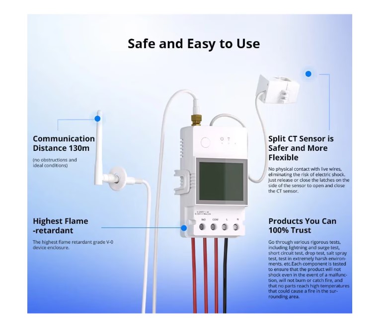 Contor de consum de electricitate 100A WiFi POW Ring SONOFF POWCT (sonda de curent) - imagine 6