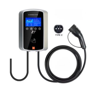 Statie de incarcare perete/stalp Smart, 220V, Tuya, masina electrica/hybrid, 7, 2KW cu limitator de putere 8-10-13-16-32A TYPE 2, display cu temporizare, RFID card