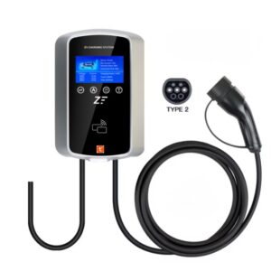 Statie de incarcare perete/stalp Smart, 380V, Tuya, masina electrica/hybrid, 11KW cu limitator de putere 8-10-13-16-32A TYPE 2, display cu temporizare, RFID card