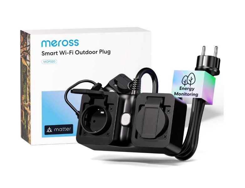 Meross MOP320MA-EU Banda de alimentare inteligenta WiFi, exterior, IP44 (Matter)