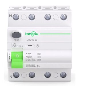 Intrerupator de curent rezidual sensibil AC/DC, 4 poli, 10kA 25 A, 30mA tip B, statii incarcare auto, RCCB, certificare DIN EN 61008-1, 400v