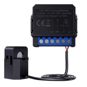 Contor de energie bidirectional inteligent Avatto WiFi WPM16-1, 0, 2-80A, 100-240V, dimensiuni 38, 8x38, 5x40mm