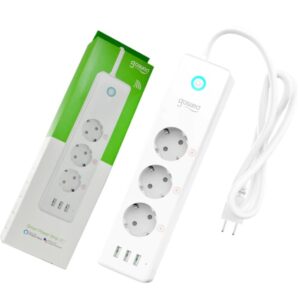 Prelungitor inteligent Gosund P1, Wireless, 3 prize, 3xUSB, 15W, 3A, intrerupator, 1.5 m, compatibil Alexa si Google Assistant, Android/iOS