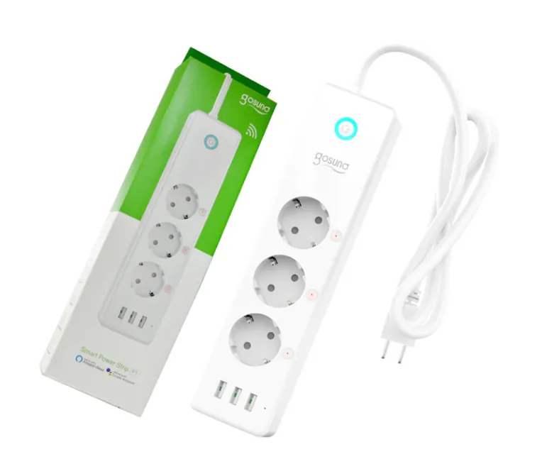 Prelungitor inteligent Gosund P1, Wireless, 3 prize, 3xUSB, 15W, 3A, intrerupator, 1.5 m, compatibil Alexa si Google Assistant, Android/iOS