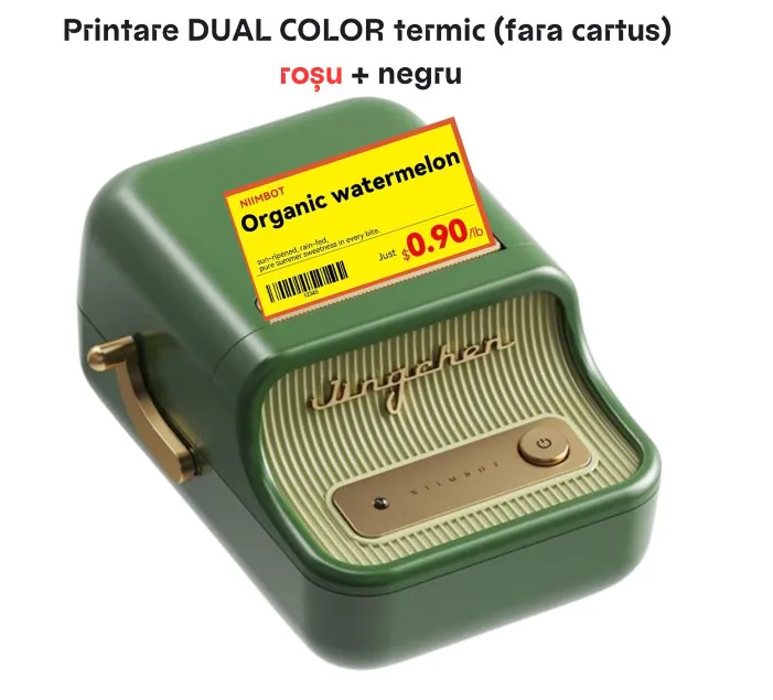 Imprimanta termica portabila Niimbot B21 Pro,1500 mAh, 300 dpi, Latime rola 20-50 mm, Bluetooth, USB-C, verde