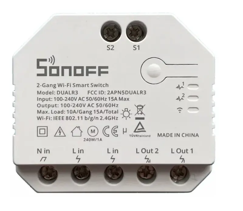 Releu inteligent Sonoff Dual R3, Wireless, 2 canale, Alb