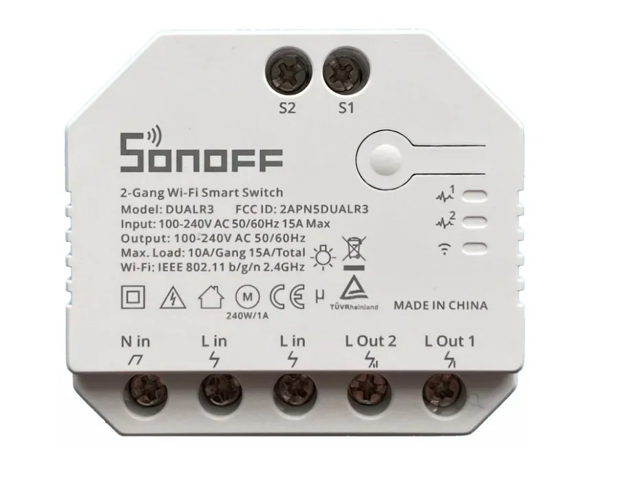 Releu inteligent Sonoff Dual R3, Wireless, 2 canale, Alb