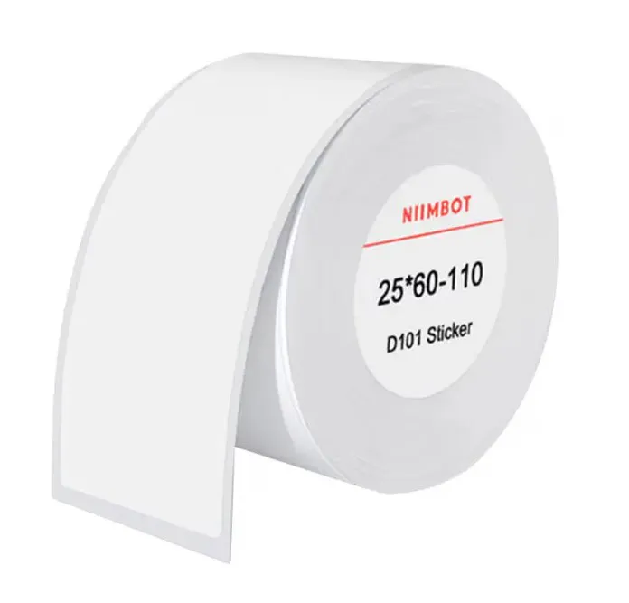 Set 110 etichete termice pentru imprimanta Niimbot D101, 25x60 mm, Alb