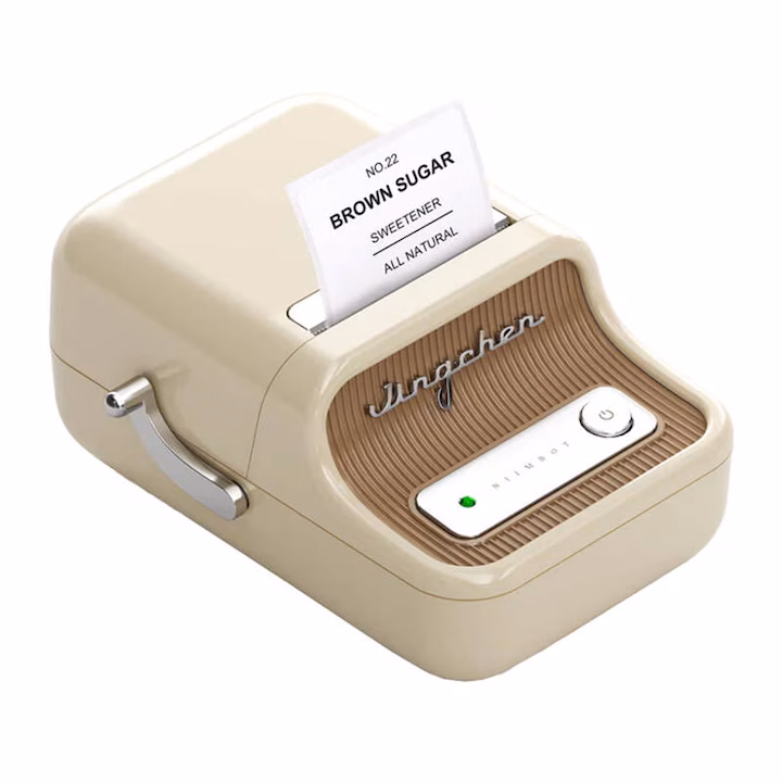 Imprimanta de etichete portabila Niimbot B21, Latime imprimare 20-50 mm, 1200 mAh, 203 DPI, Bluetooth 4.0, USB-C, Crem