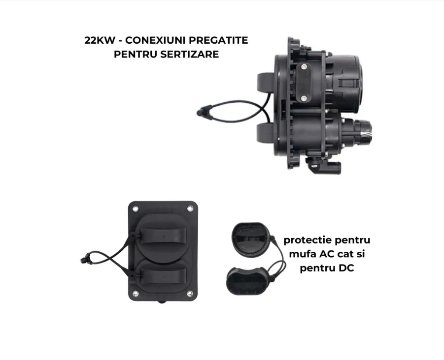 Priza type 2 + DC 250kw, AC trifazic 22kw max, 400V, IP67, CE, TUV, COC, FCC, ROHS, pentru montaj auto - imagine 4