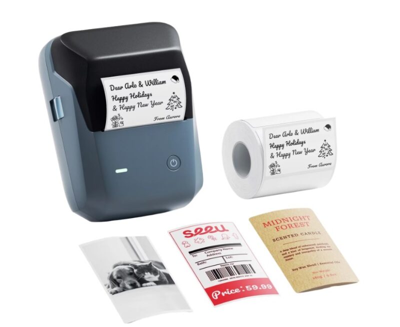 Imprimanta termica de etichete NIIMBOT B1 Pro, pentru etichete autoadezive, imprimare fara cerneala, Bluetooth, portabila si compacta, albastru